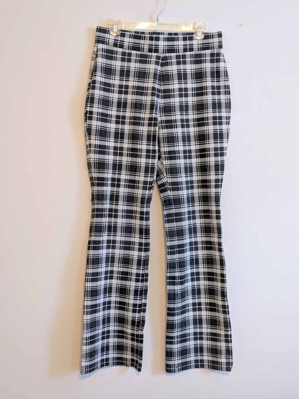 Iman Black & White Plaid Women's Flare Pants Medium Tall (MT)